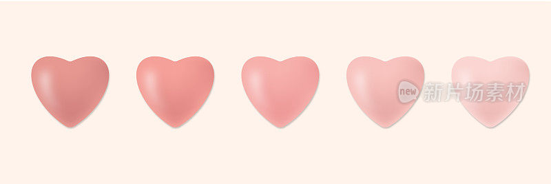 粉红色的三维心脏图标插图