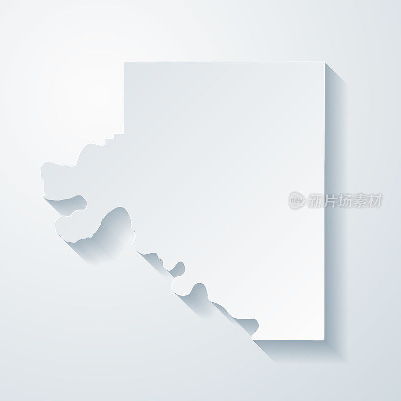俄克拉荷马州奥塞奇县。地图与剪纸效果的空白背景
