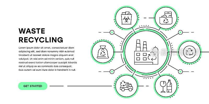 废物回收网页横幅与信息图表