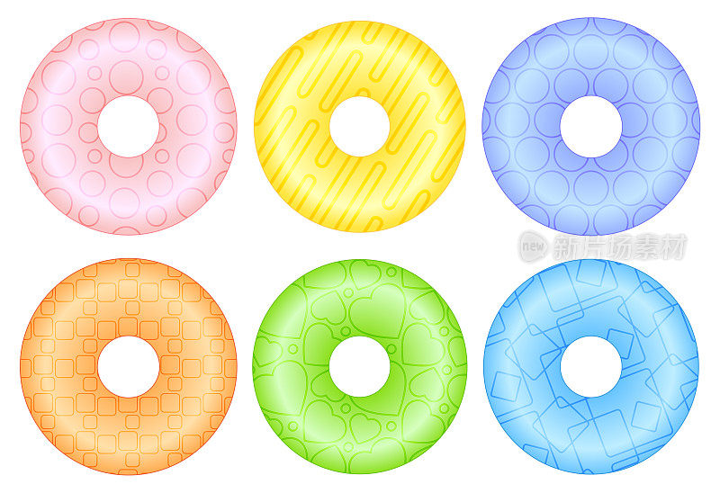 橡胶环。彩色橡胶圈。矢量图