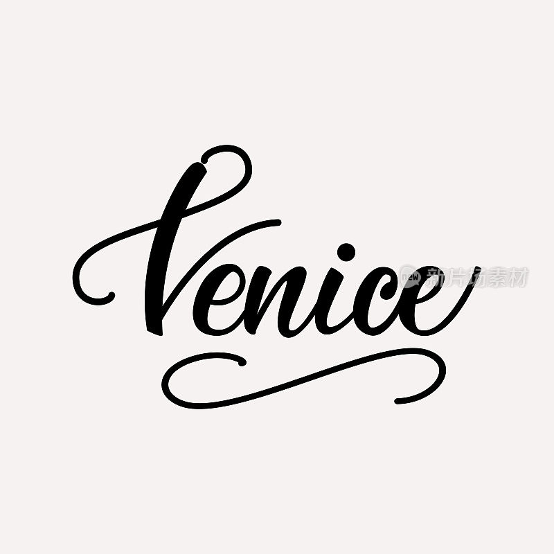 威尼斯字体设计。矢量插图。