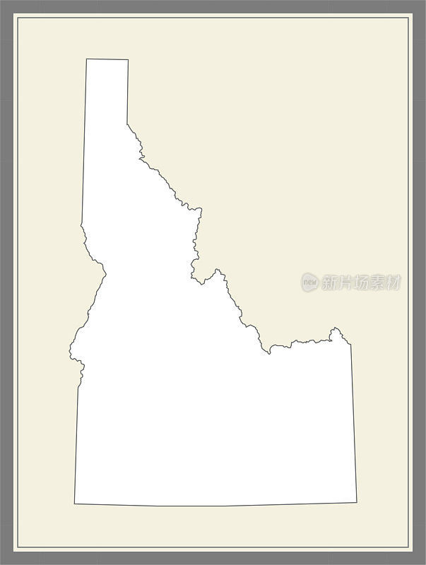 爱达荷州轮廓矢量地图制图