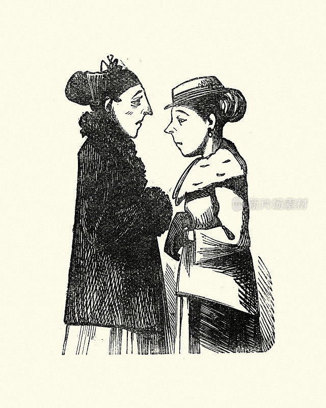 两个可怜的，忧郁的，颤抖的女人，维多利亚时代的伦敦人物，1850年代