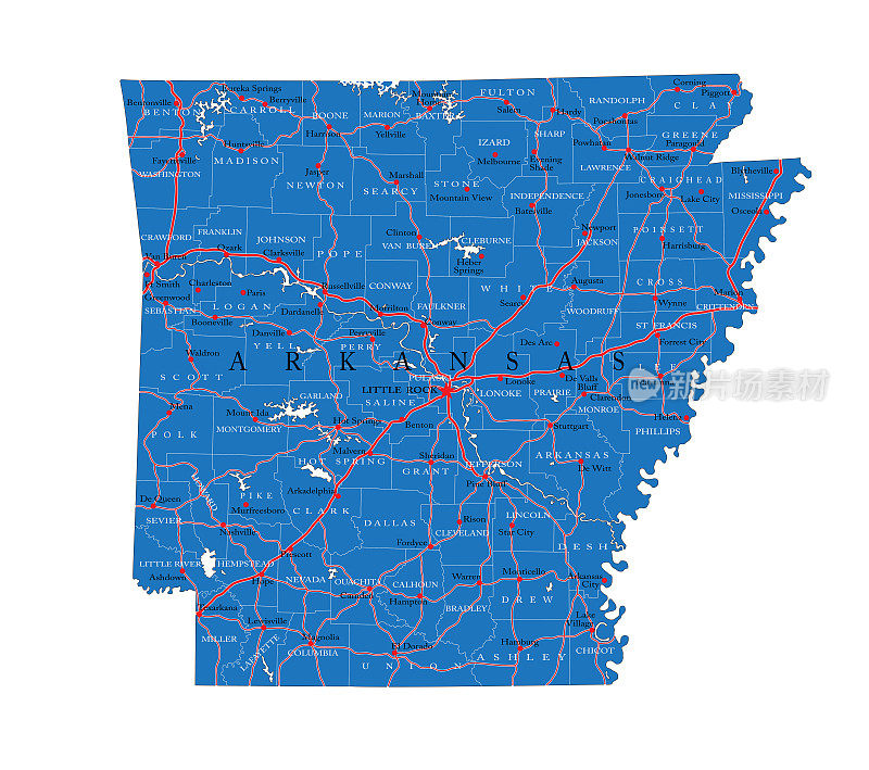 阿肯色州政治地图