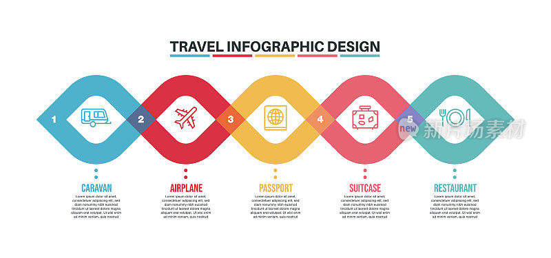 信息图表设计模板与旅游关键字和图标