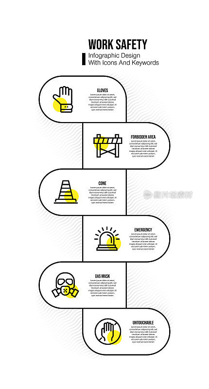 信息图设计模板与工作安全的关键字和图标