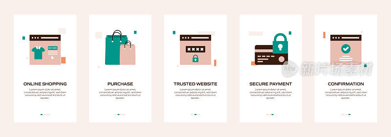 电子商务，在线购物，数字营销概念用户体验，用户界面设计模板矢量插图