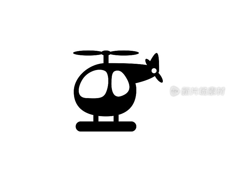 直升机矢量图标。孤立的直升机平面彩色符号-向量