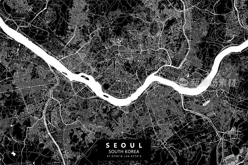 首尔，韩国矢量地图