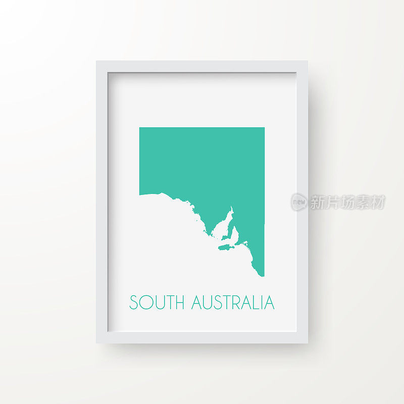 在白色背景的框架内的南澳大利亚地图