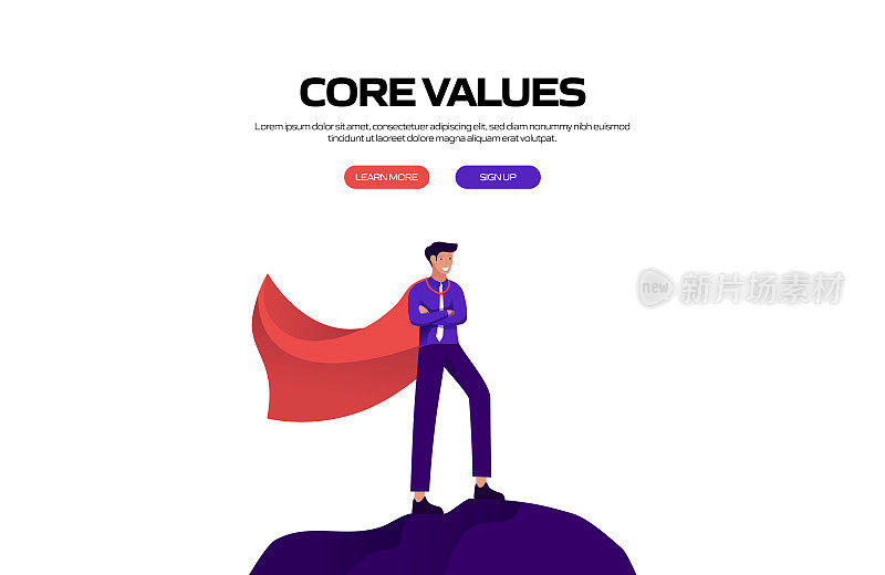 核心价值概念矢量插图网站横幅，广告和营销材料，在线广告，业务演示等。