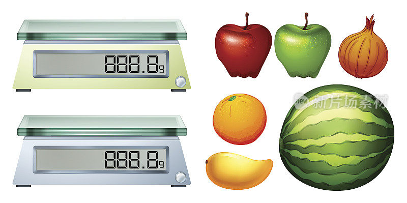 测量秤和新鲜水果