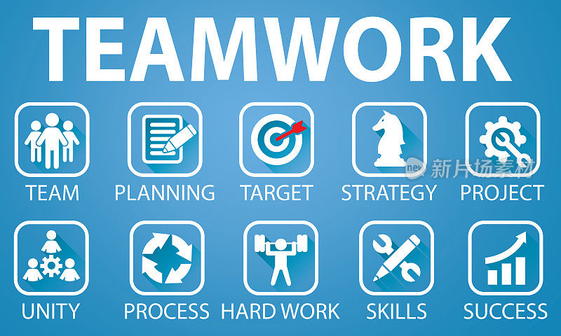 商业团队合作，团队努力工作的理念。矢量图