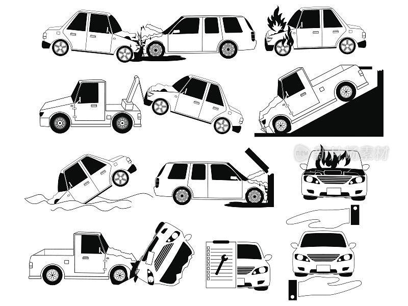 车祸和交通事故是道路上的标志