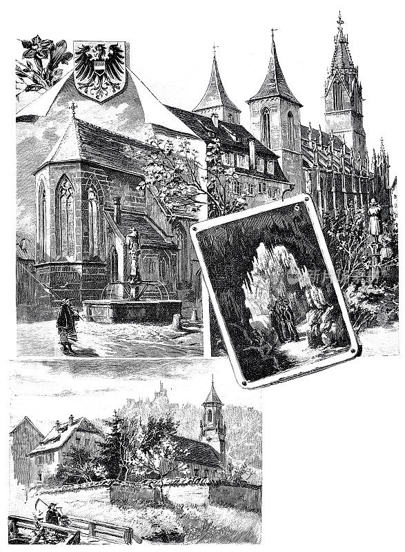 德国罗伊特林根，Baden-Württemberg，圣玛丽教堂，圣尼古拉斯教堂，奥尔加洞穴