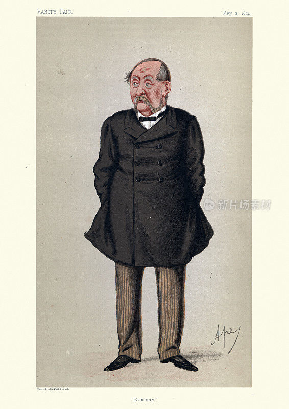 《名利场》漫画威廉・维西・菲茨杰拉德，19世纪维多利亚时代的孟买总督