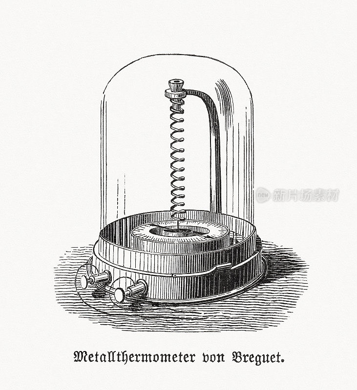 宝玑金属螺旋温度计，木刻，1893年出版