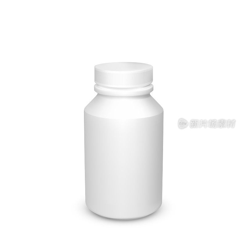 白色塑料瓶模板孤立在白色背景上。药的容器。向量illustation