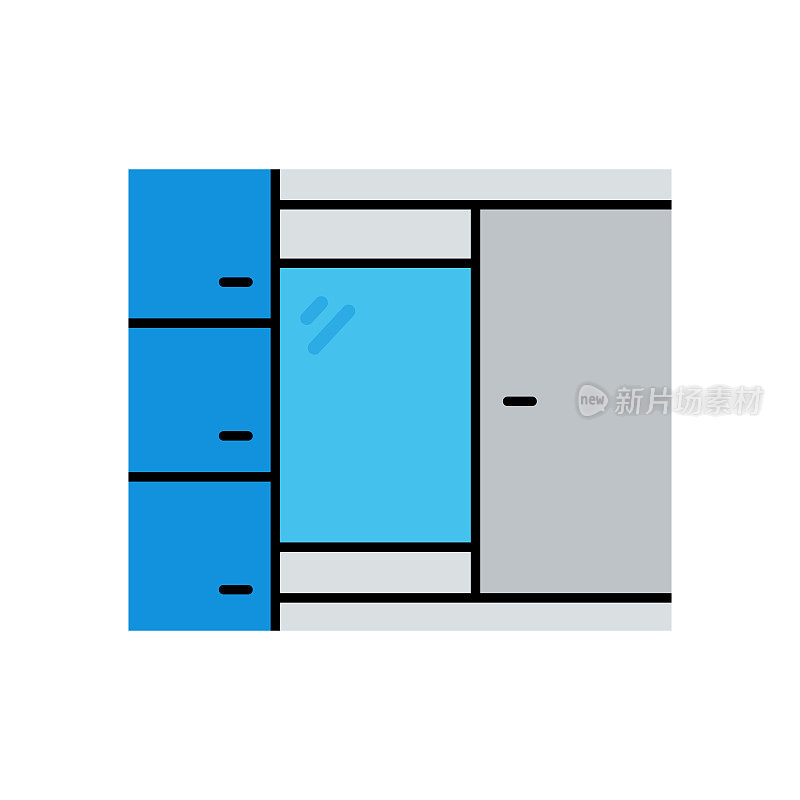 衣柜平图标。平面设计矢量插图