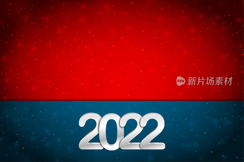 银色金属灰色三维或3D文本2022在黑暗明亮的充满活力的红栗色和午夜蓝色水平边界节日发光向量背景