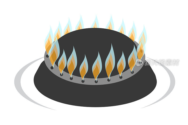 火燃烧从煤气炉燃烧器矢量插图