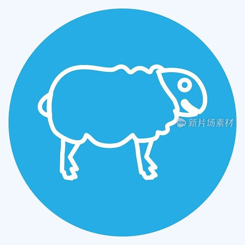 绵羊图标在时尚的蓝色眼睛风格孤立在柔和的蓝色背景