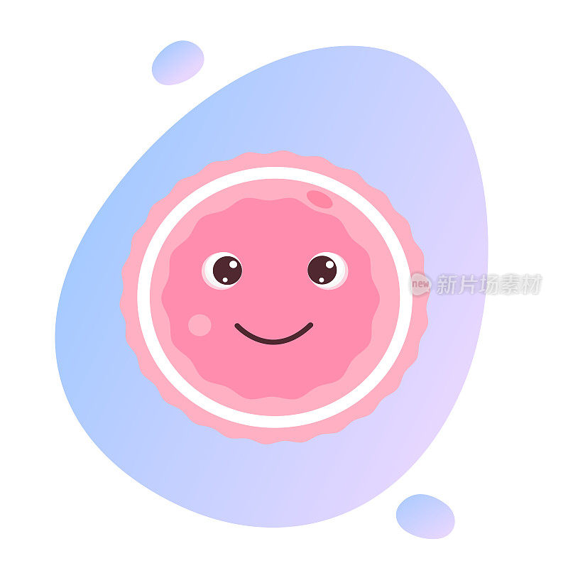 卵母细胞与眼睛和微笑的嘴在一个梯度抽象的背景。卡通彩蛋，捐款概念，慈善，母性