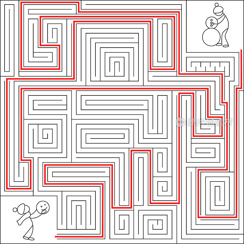 复杂的谜题冬季迷宫迷宫矢量解