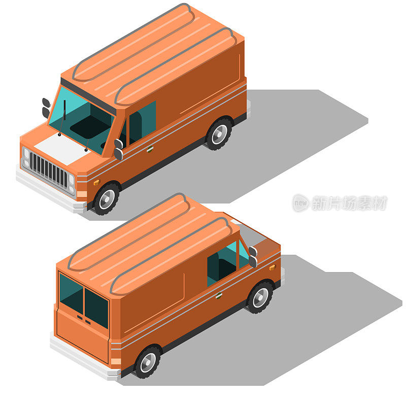 等距三维运输汽车货车货车元素车辆矢量设计风格