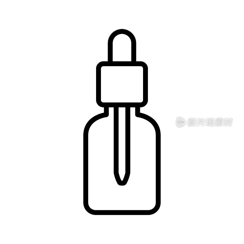 滴瓶图标。美容精华，精华液或精油。矢量插图。