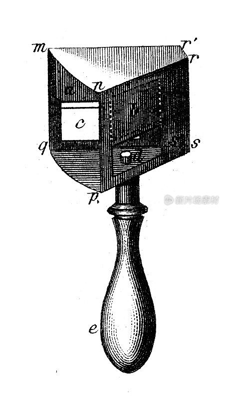 古董插图，数学和几何:大地测量学，镜子哑剧