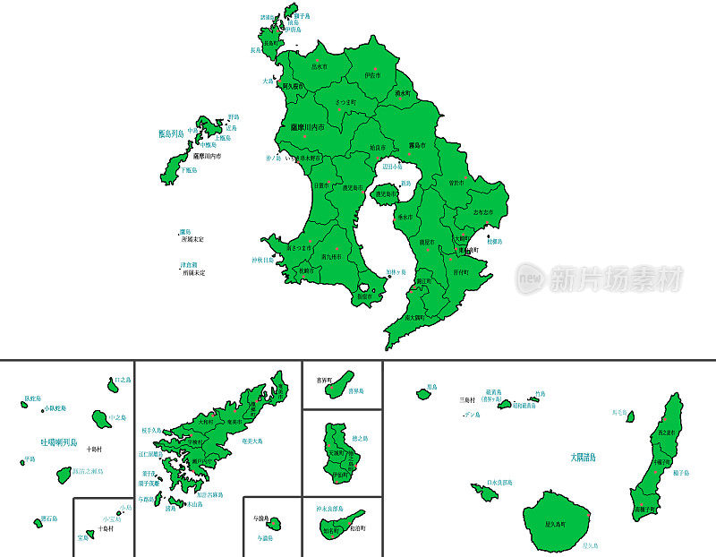 鹿儿岛绿色插画地图