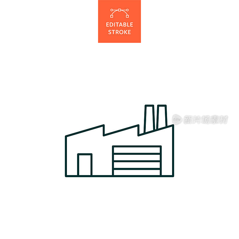 带有可编辑笔画的工厂线图标。Icon适用于网页设计、移动应用、UI、UX和GUI设计。