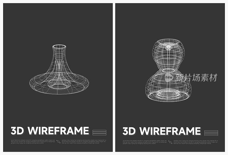 抽象黑白三维几何结构线形海报矢量背景集合