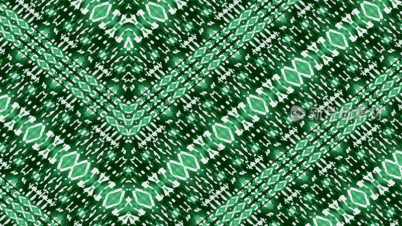 彩色非洲纺织品、蜡染面料、玉绿、白色、瓶绿、条纹图案、斜线、水彩画、高清插画(HD格式)