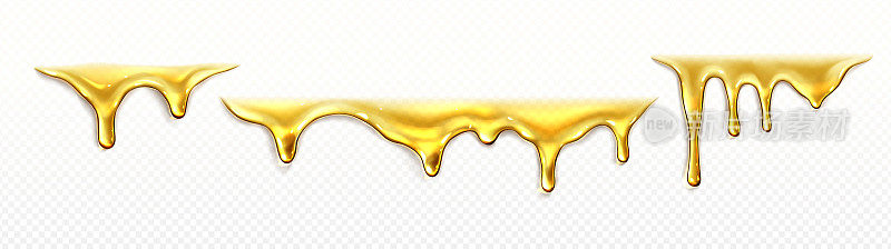 液体油滴矢量滴流，融化蜂蜜糖浆