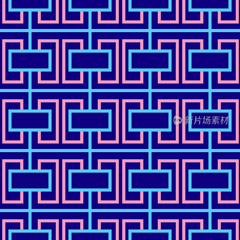 有趣明亮的复古几何无缝图案大胆新潮的颜色