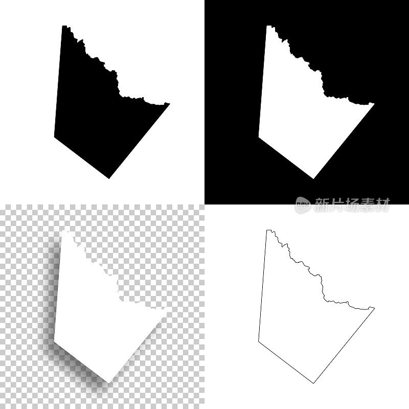 里夫斯县，德克萨斯州。设计地图。空白，白色和黑色背景