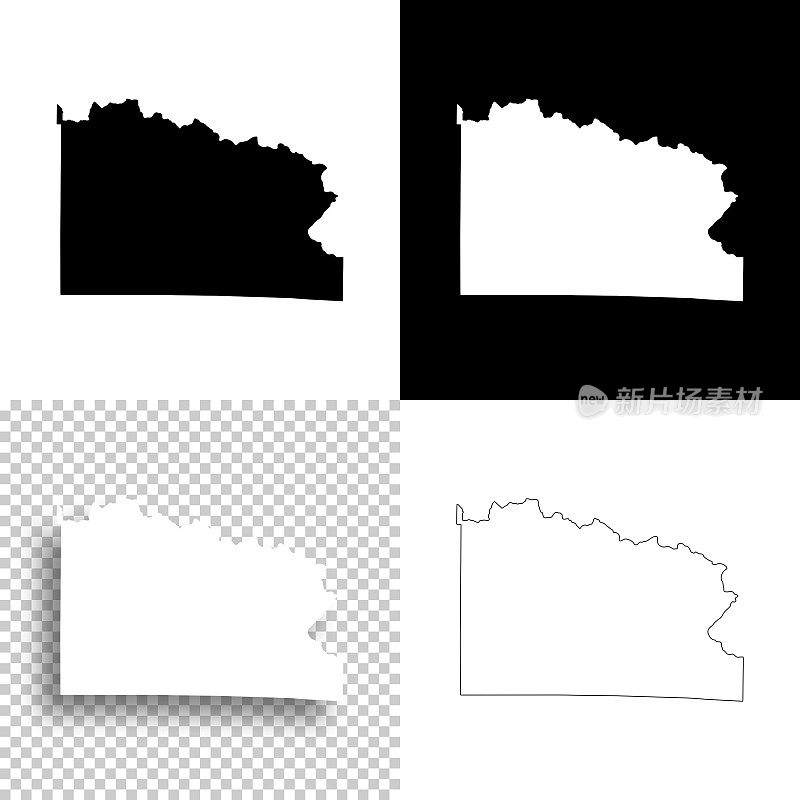 威斯康星州佛罗伦萨县。设计地图。空白，白色和黑色背景
