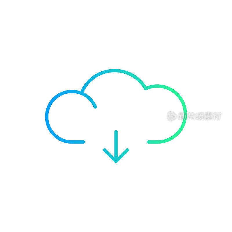 云计算下载梯度线图标。Icon适用于网页设计、移动应用、UI、UX和GUI设计。