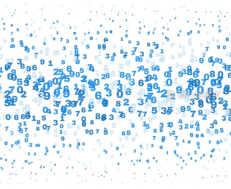 白色背景上分散的蓝色数字