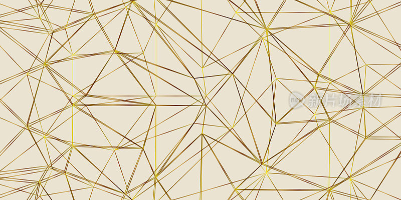 白色背景上抽象的重叠金线结构。