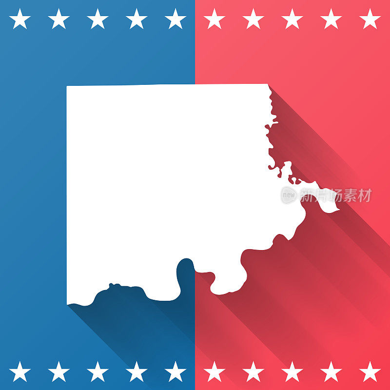 密苏里州卡罗尔县。地图在蓝色和红色的背景