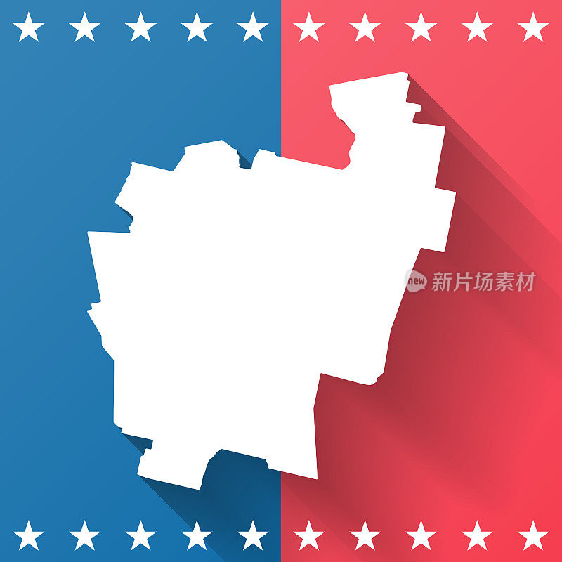 肯纳贝克县，缅因州。地图在蓝色和红色的背景
