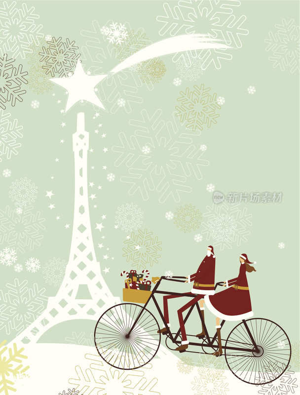 圣诞老人和巴黎的女士一起过圣诞节