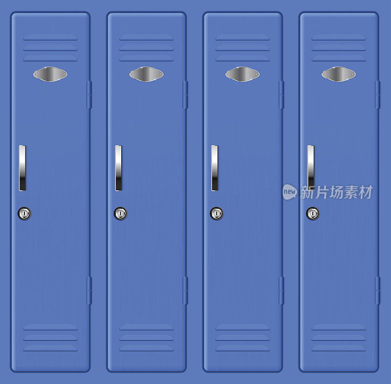 蓝色学校储物柜