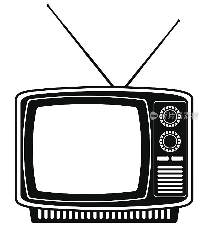 电视老复古复古的图标股票矢量插图