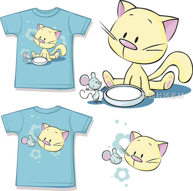 衬衫印花-可爱的小猫印在衬衫上