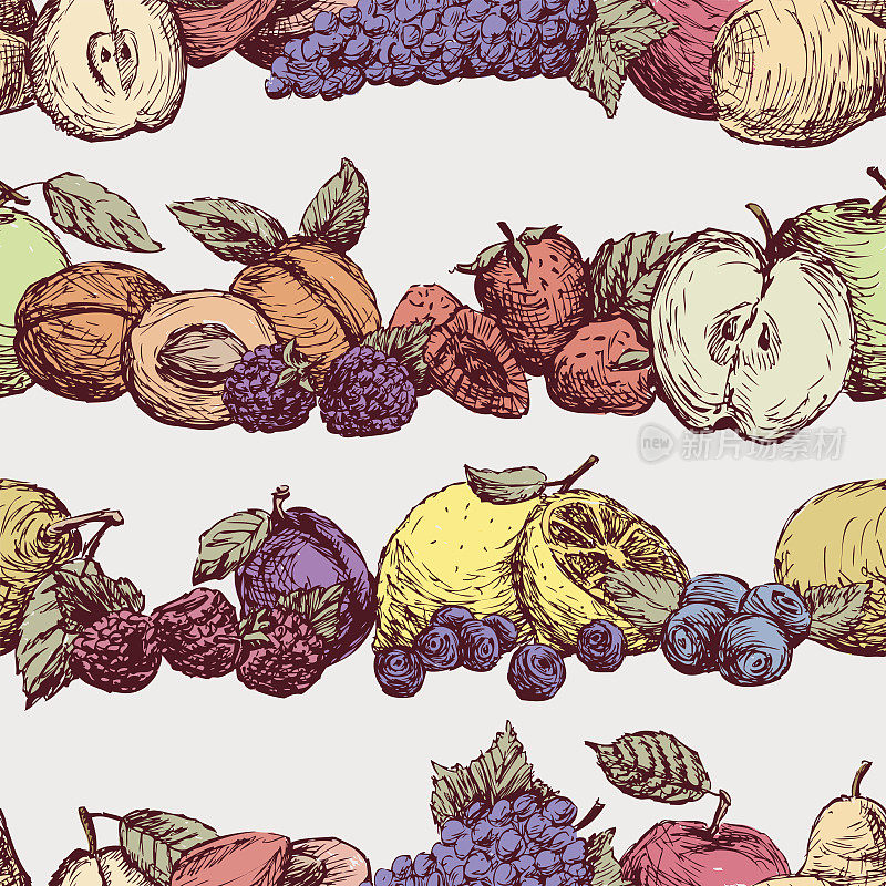 成熟的水果和浆果的图案