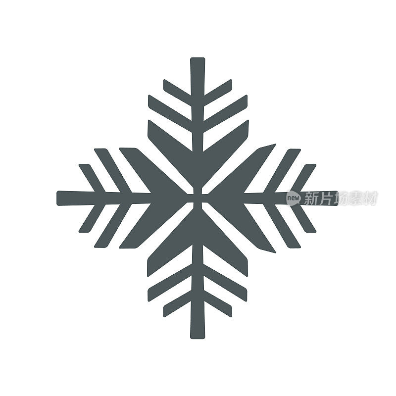 雪花图标。矢量雪花符号，孤立雪花符号